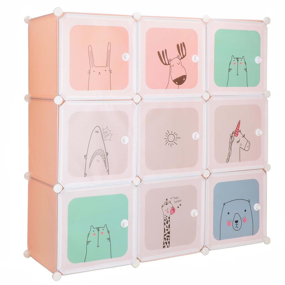 Dulap copii, modular cu 9 compartimente, PVC, 110x110x37 cm, multicolor