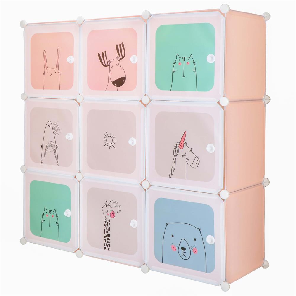 Dulap copii, modular cu 9 compartimente, PVC, 110x110x37 cm, multicolor