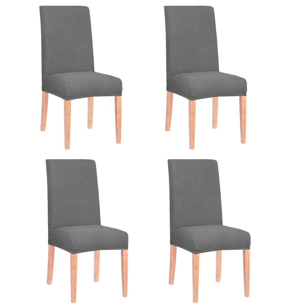 Set 4 huse universale pentru scaun, marime universala, poliester si spandex, 45 cm x 60 cm, gri