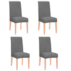 Set 4 huse universale pentru scaun, marime universala, poliester si spandex, 45 cm x 60 cm, gri