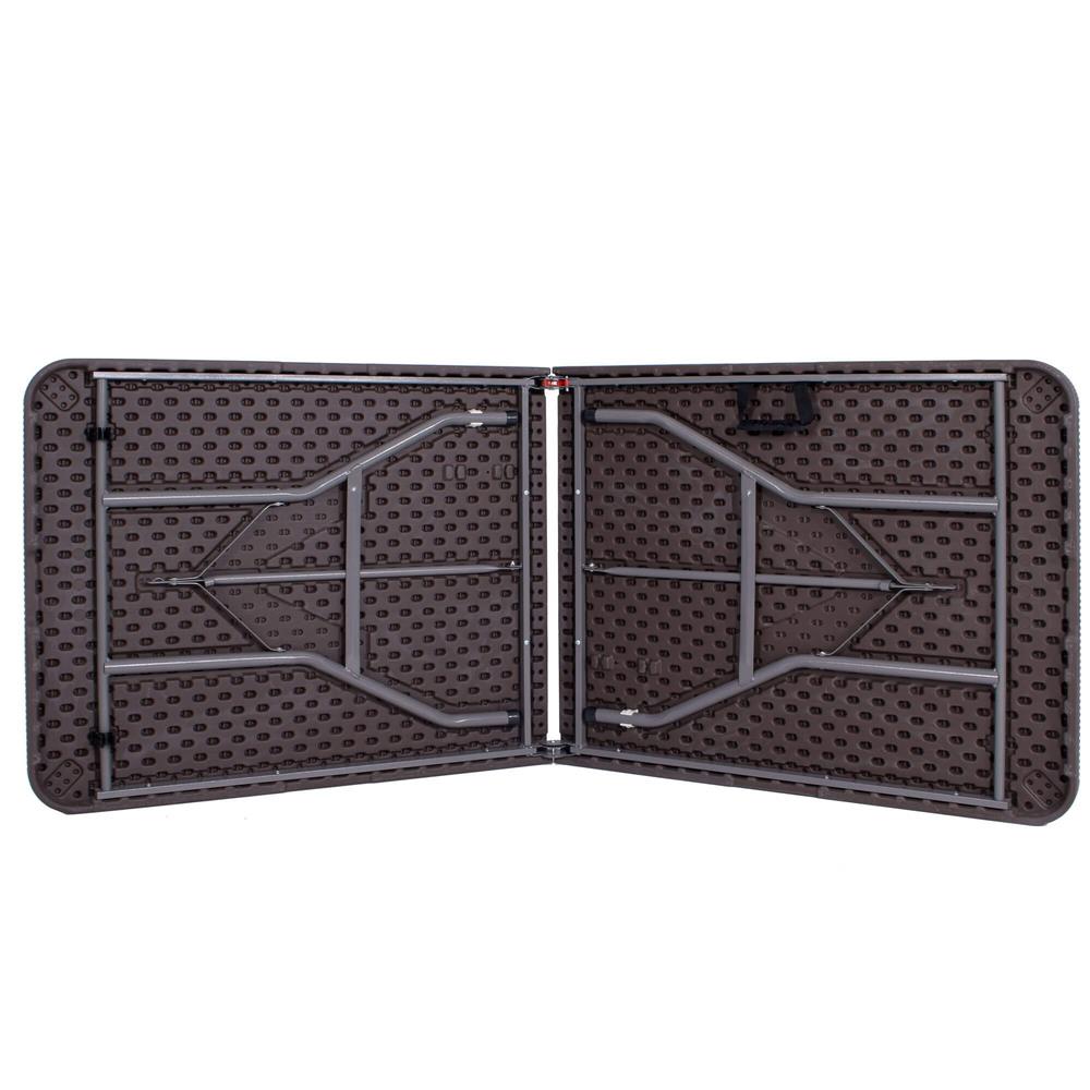 Masa dreptunghiulara pliabila multifunctionala, 1.8 m x 0.75 m x 0.75 m, imitatie ratan, maro