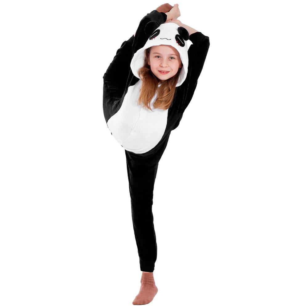 Pijama tip salopeta pentru copii, model panda, marime 125-140cm