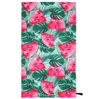 Prosop de plaja cu uscare de rapida, husa de transport, 90x180cm, model pepene verde