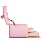 (DL) Cutie depozitare si organizare bijuterii, MDF, piele ecologica si velur, 17,5 x 14 x 12,5cm, roz