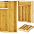 Organizator tacamuri si ustensile bucatarie, bambus, extensibil 28-45x33x5cm