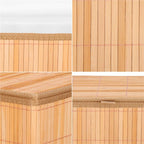 Set 3 cutii organizatoare din bambus, cu capac, diverse dimensiuni, maro