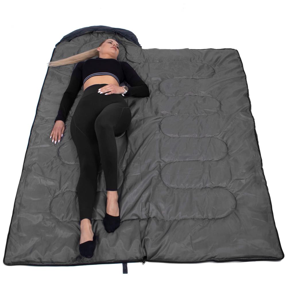 Sac de dormit tip mumie, cu geanta de transport, 210x73cm, 8-20grade, culoare gri