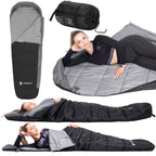 Sac de dormit tip mumie, cu geanta de transport, 210x80cm, 0-10grade, culoare negru gri