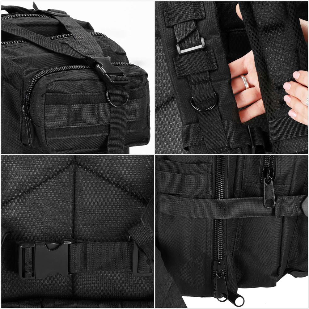 Rucsac militar pentru drumetie, impermeabil, ultra usor, 4 compartimente, culoare negru
