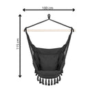 Hamac tip leagan suspendat pentru casa sau gradina, cu perne, 130x100cm, 150kg, gri inchis