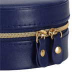 (DL) Cutie depozitare si organizare bijuterii, MDF, piele ecologica, 11 x 5cm, albastru marin