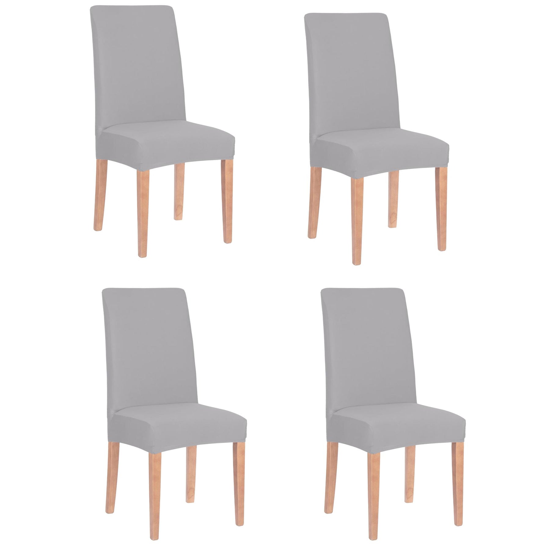 Set 4 huse universale pentru scaun, marime universala, poliester si spandex, 45 x 60 cm, gri