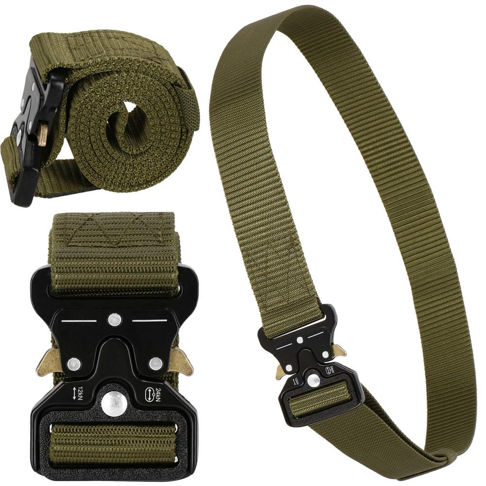 Curea centura Tactical Combat pentru barbati 3.5 x 125 cm, rezistent, verde