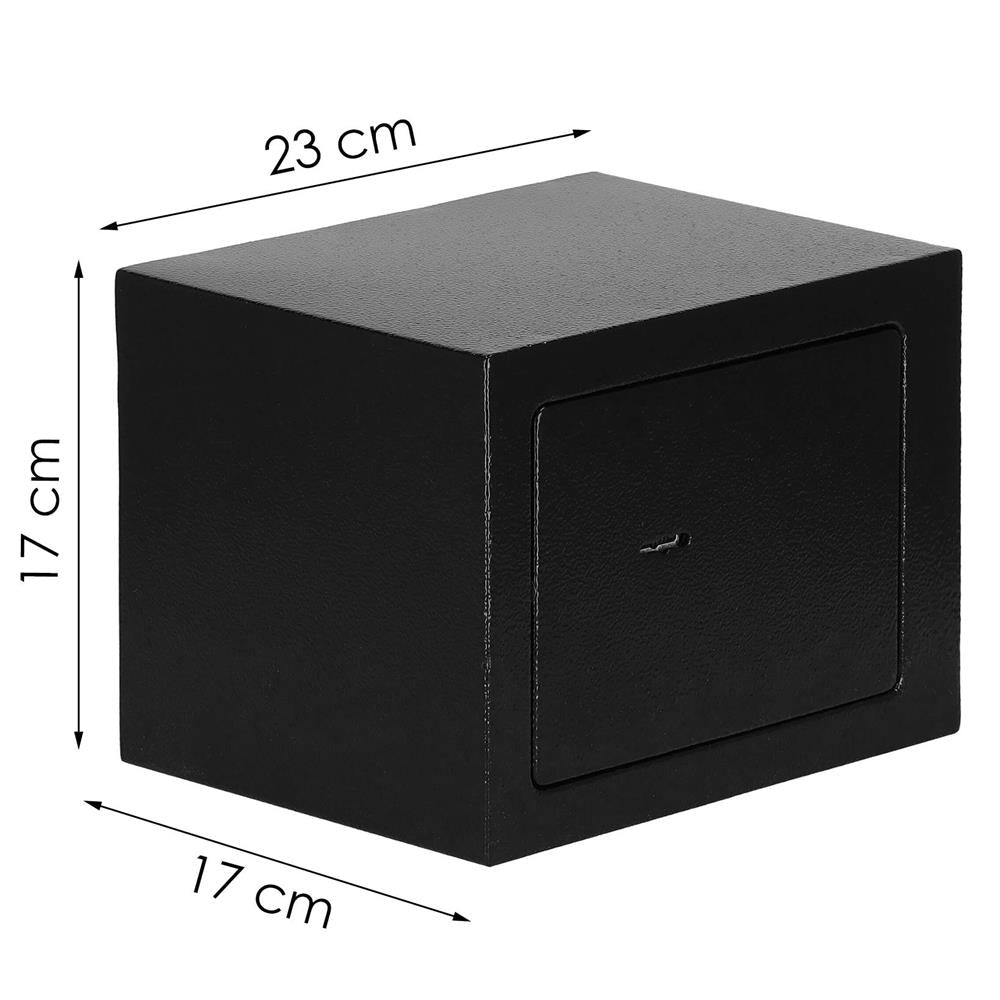 Seif standard cu cheie, 170x230x170 mm, Otel, Negru