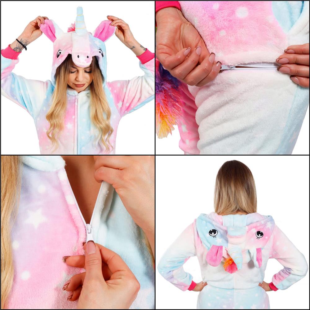 Pijama tip salopeta pentru dama, model unicorn, marime S
