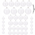 Set globuri de Craciun, 37 bucati, 3-8cm, alb perla
