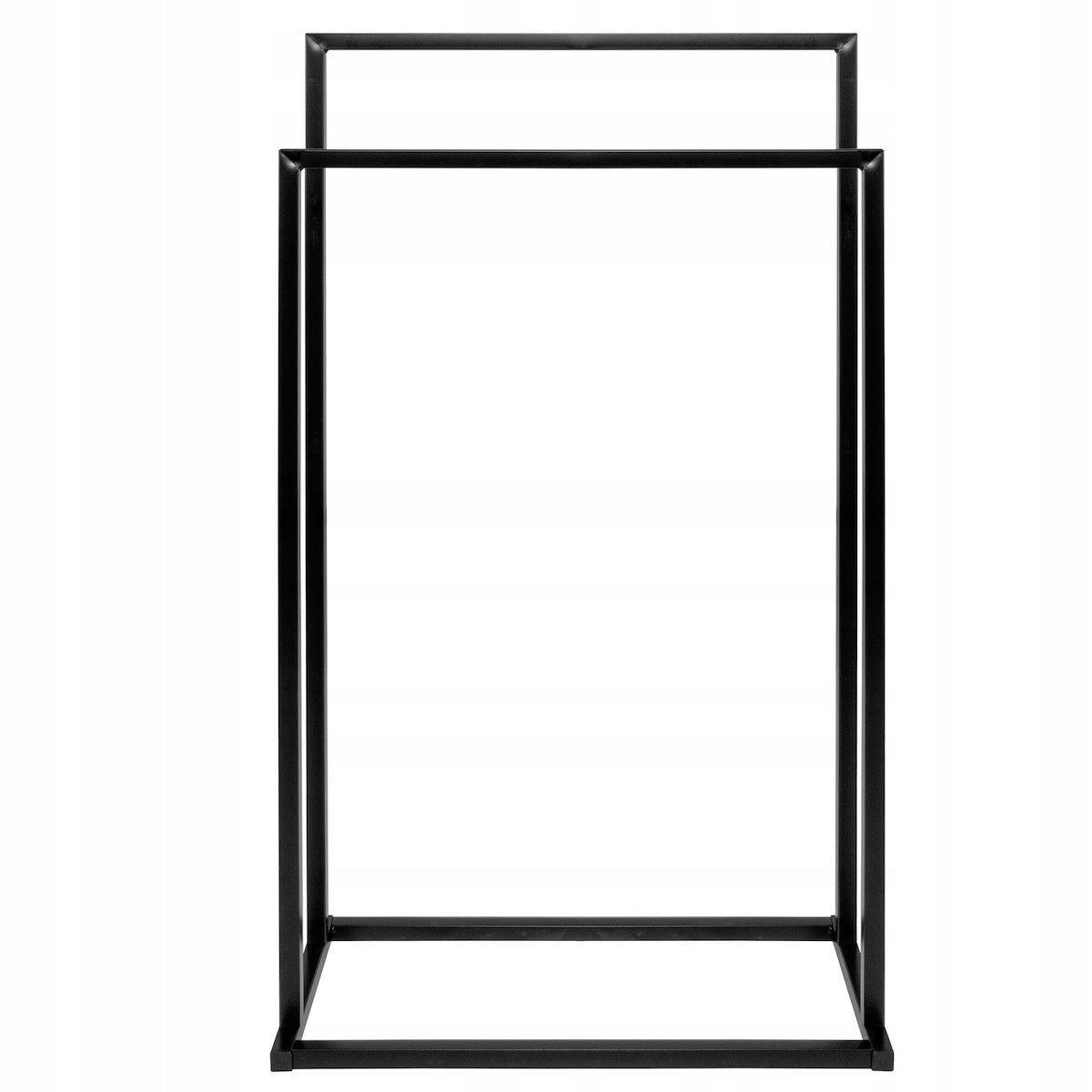 Suport metalic de baie pentru prosoape, cu 2 standuri, 84 cm, negru