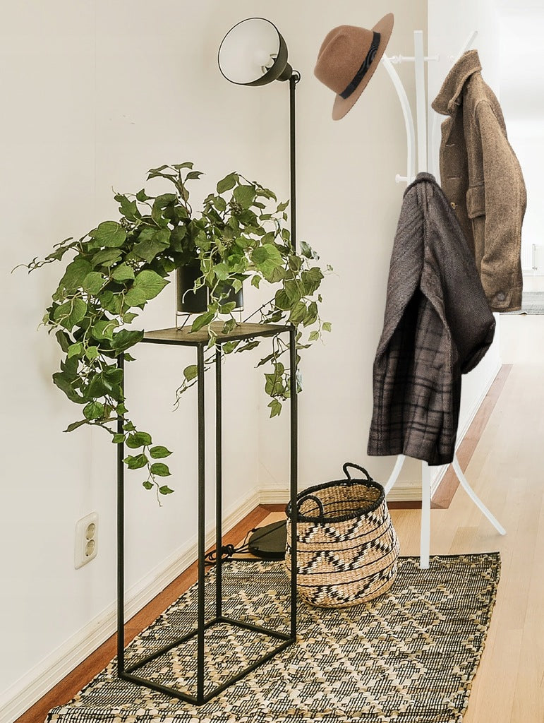 Cuier hol metalic 170 cm, design minimalist, alb