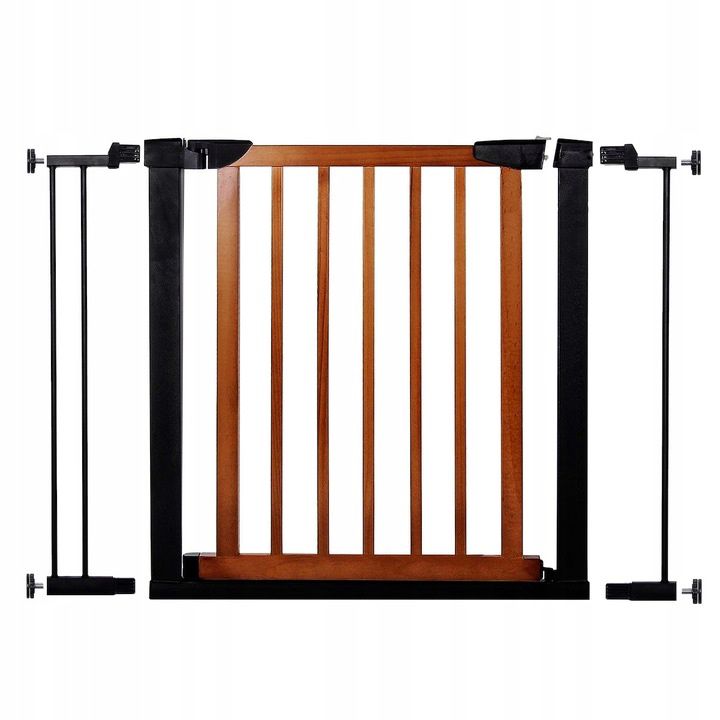 Poarta de siguranta Safety Gate pentru scari, ajustabila 96-103 cm, din otel si lemn, negru maro