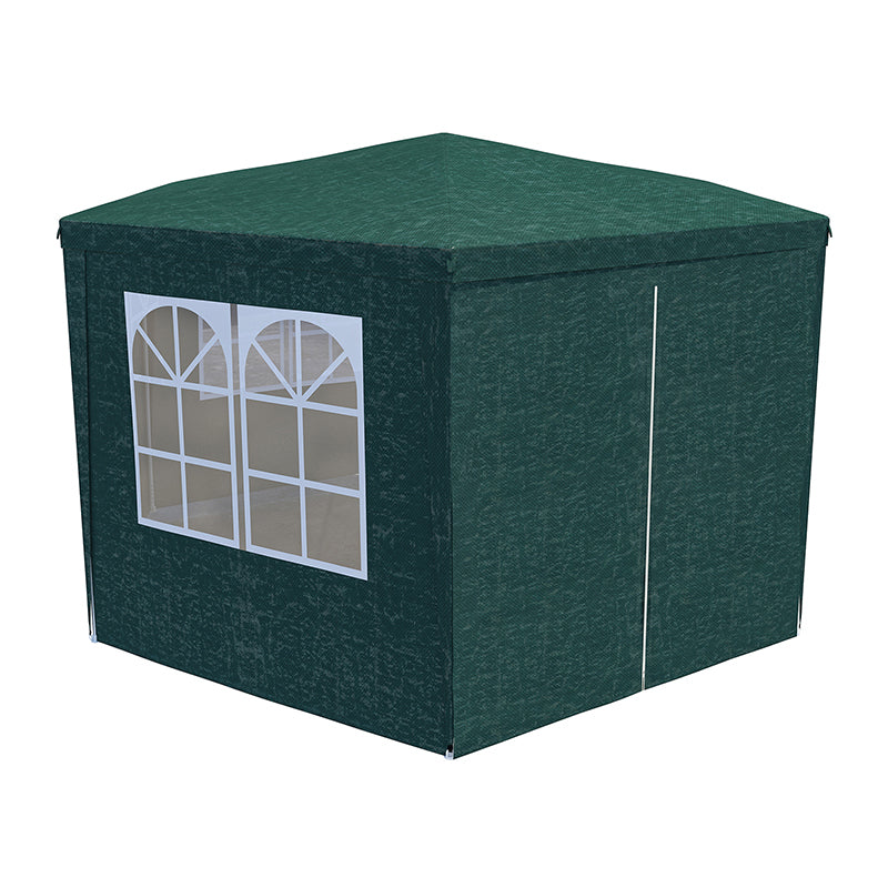 Cort pavilion de gradina hexagonal, 200x200 cm, cu pereti laterali cu ferestre, impermeabil cu rezistenta UV, verde