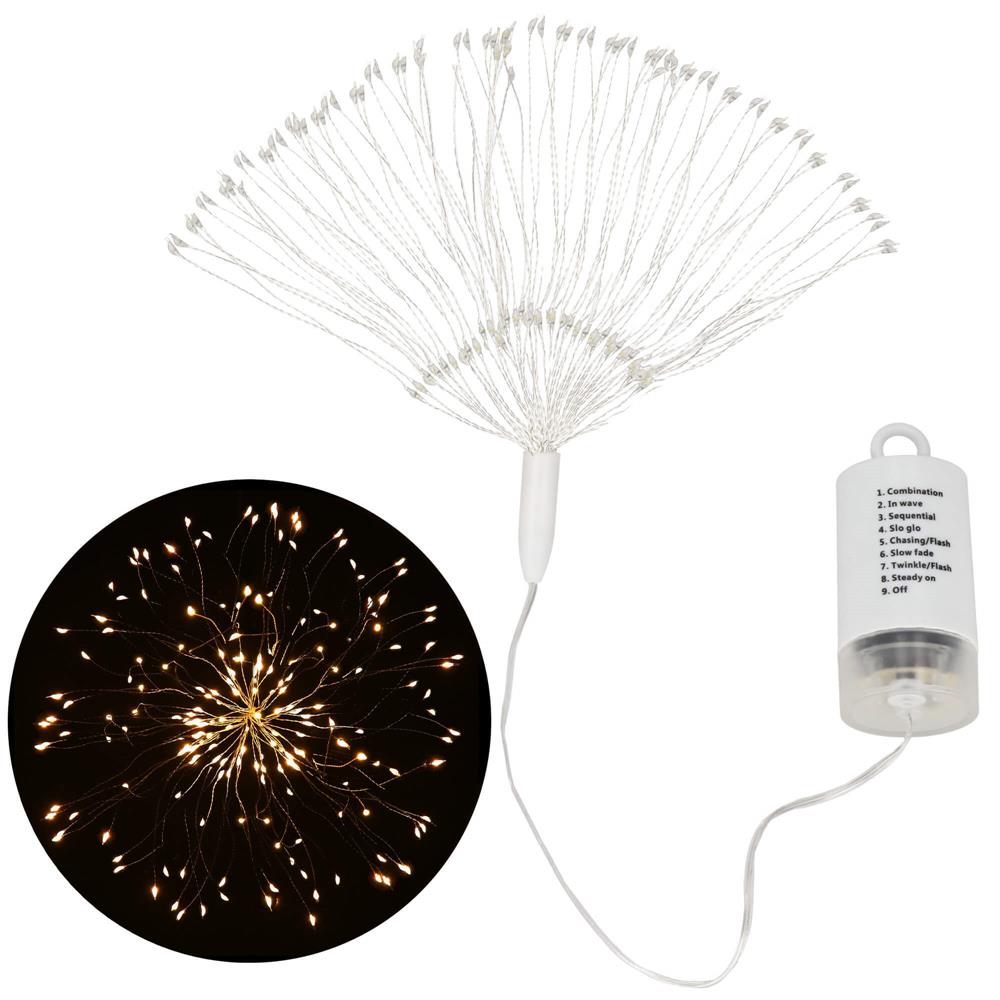 (DL) Instalatie lumina decorativa STAR cu 100 LED-uri, diametru 30cm, alimentare baterii, iluminare galbena