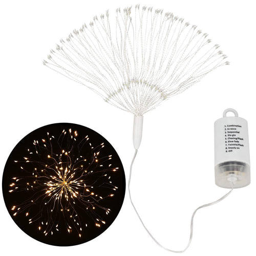 (DL) Instalatie lumina decorativa STAR cu 100 LED-uri, diametru 30cm, alimentare baterii, iluminare galbena