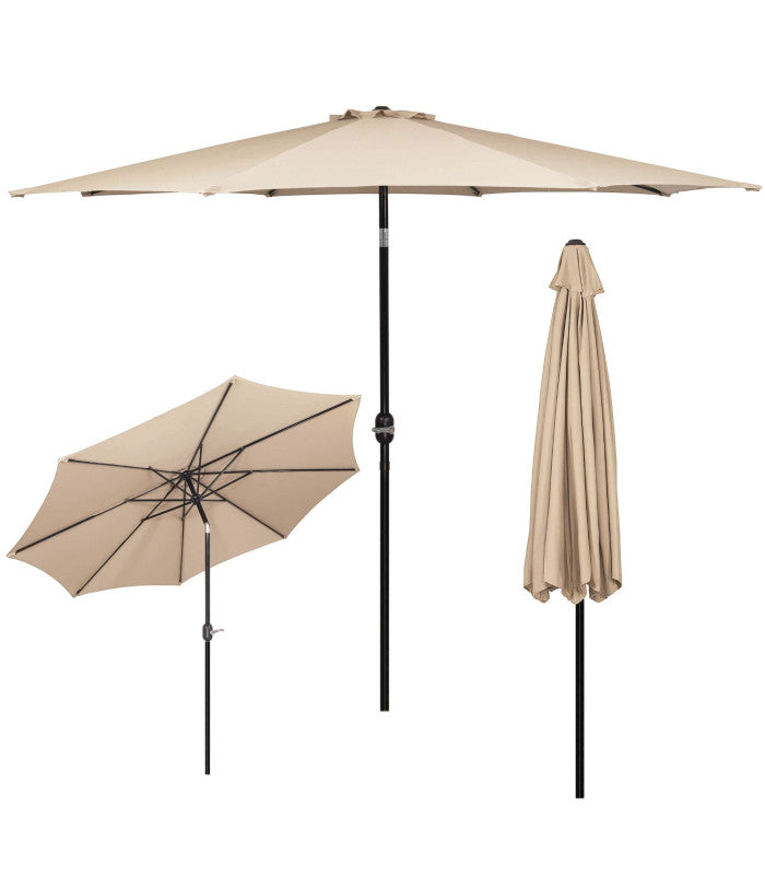 Umbrela terasa gradina, cu manivela si inclinare, diametru 300cm, Taupe