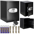 Seif electronic standard cu cifru si cheie, 350x500x360 mm, Otel, Negru