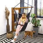 Hamac tip leagan suspendat pentru casa sau gradina HM45, gri inchis cu perne, 130x100cm, 150kg