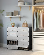 SONGMICS Dulap de depozitare pantofi modular, configurabil cu 10 compartimente, 43x31x173 cm, negru