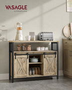 VASAGLE Comoda pentru living sau bucatarie, cu 2 usi glisante, rafturi reglabile, stil rustic, 33x100x80 cm, maro natur