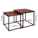 Set 2 mese pentru cafea, cadru otel, stil industrial, 50x50x52 cm si 45x45x47 cm, maro