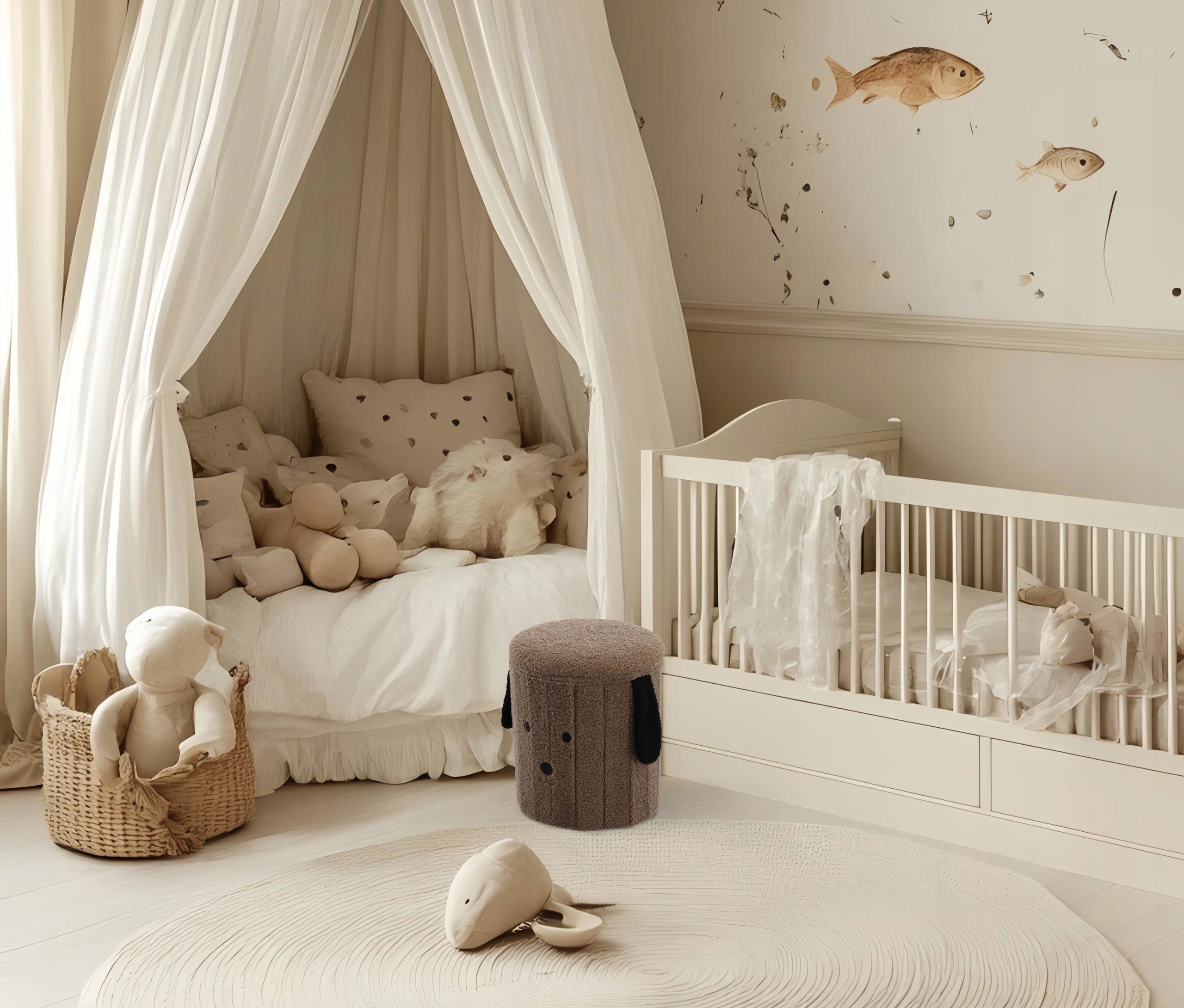 Taburet pentru copii, pliabil cu spatiu depozitare, 80kg, 28×34 cm, maro