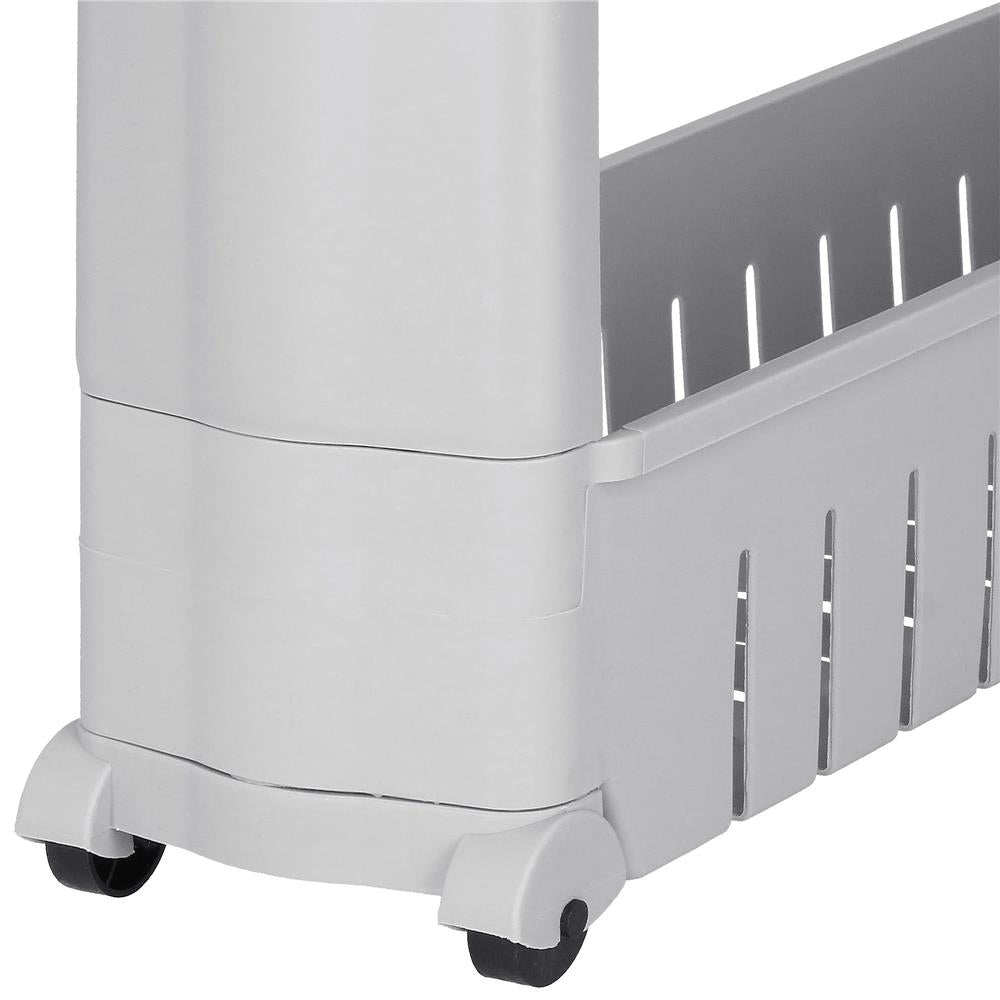 Sistem rafturi de depozitare cu roti pentru bucatarie sau baie cu 3 polite, 54x13x70cm, gri