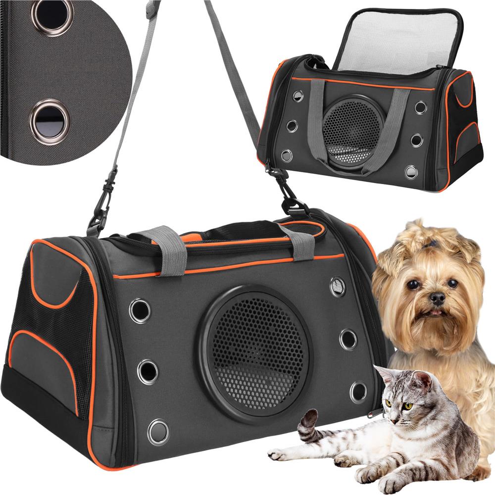 Geanta pentru transport animale mici-medii, pentru caine si pisica, pliabila, 24x48x33 cm, gri