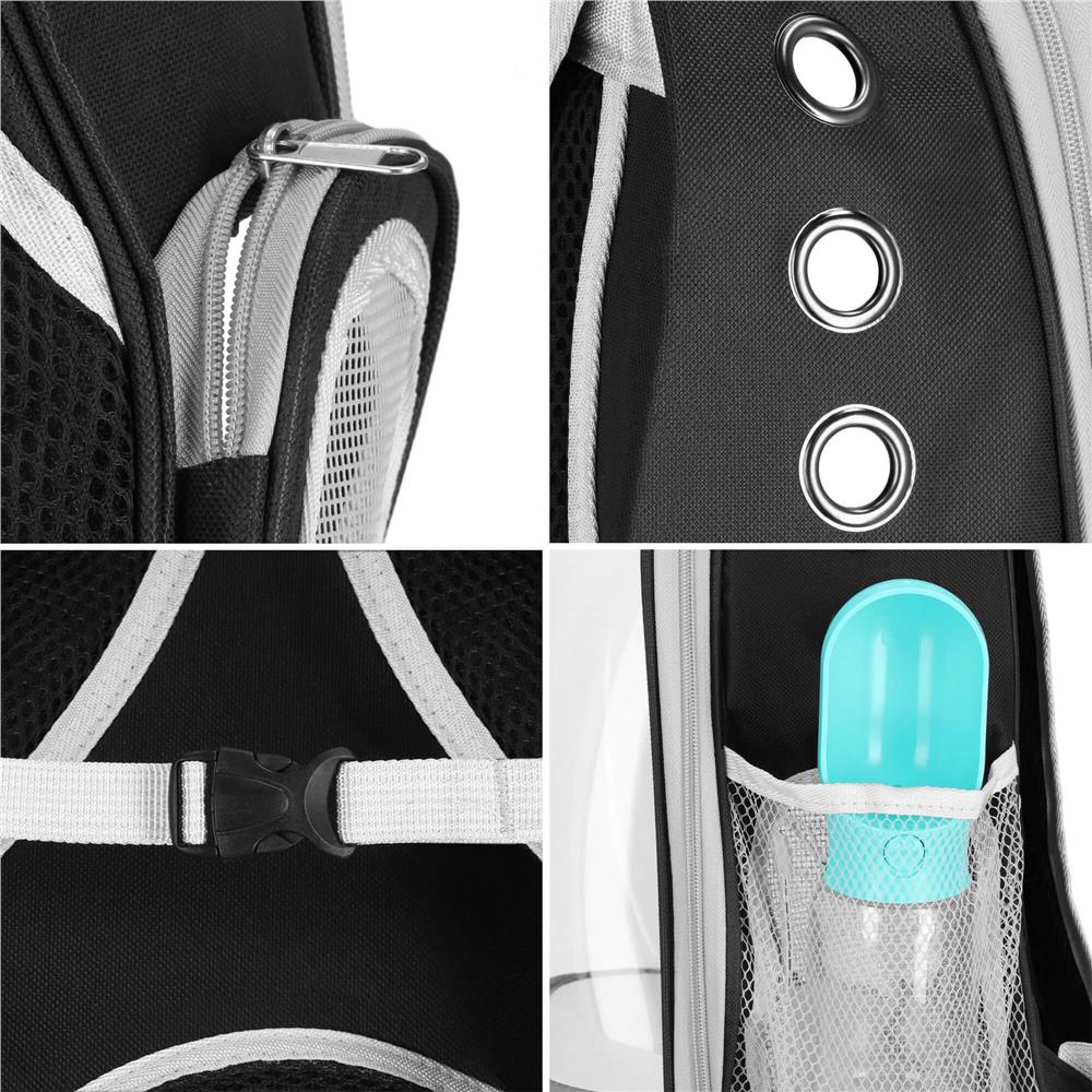 Rucsac transport animale talie mica-medie, maxim 12 kg, hublou panoramic transparent, buzunare laterale, negru