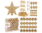 Set globuri si decoratiuni de Craciun, 51 piese, diverse dimensiuni, auriu