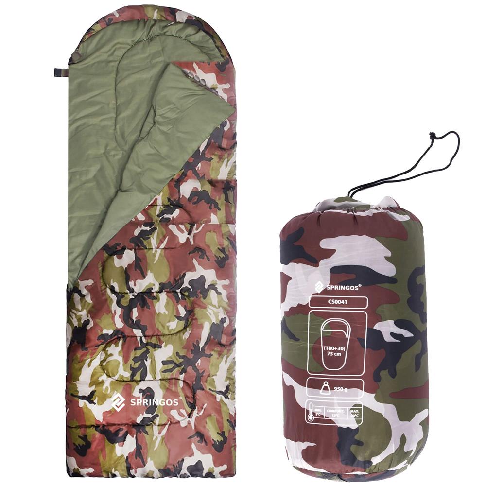 Sac de dormit tip mumie, cu geanta de transport, 210x73cm, 8-20grade, culoare camuflaj