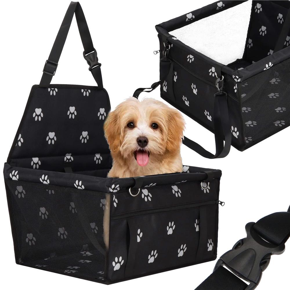 Geanta auto de transport animale de companie, caini si pisci, negru, 40x43x30cm