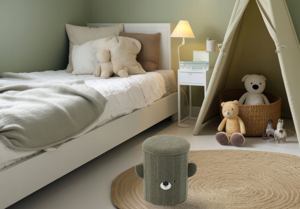 Taburet pentru copii, pliabil cu spatiu depozitare, 80kg, 28×34 cm, verde