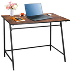 Birou tip masa laterala, cu cadru din otel, 50x100x76 cm, industrial, maro