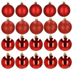 Set globuri de Craciun, 20 bucati, 3 modele, 4cm, rosu