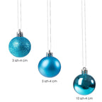 Set globuri de Craciun, 20 bucati, 3 modele, 4cm, albastru