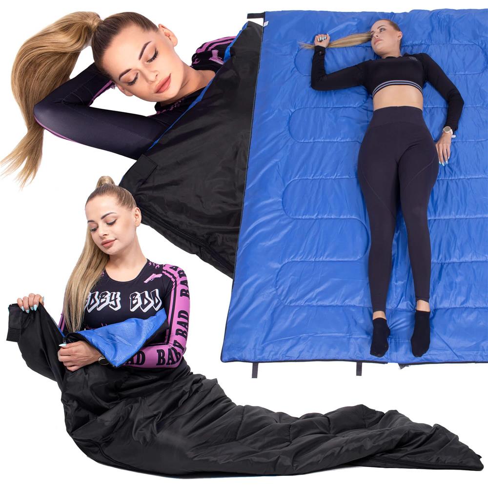 Sac de dormit, cu geanta de transport, 190x73cm, 10-25grade, culoare negru