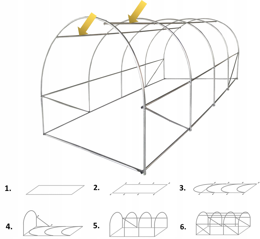 Sera de gradina, tip tunel cu cadru metalic, 250x400cm, 10mp, fereastra suplimentara spate