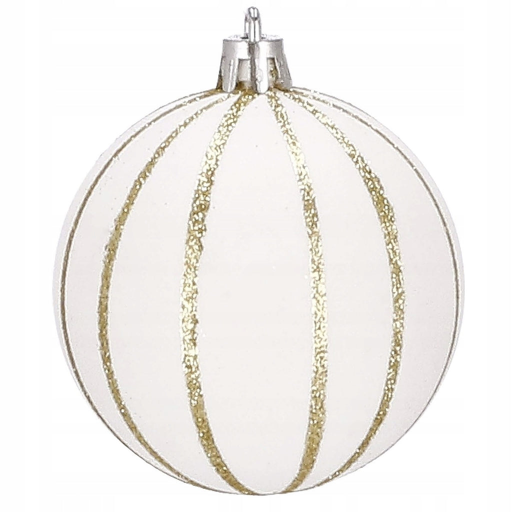Set globuri de Craciun cu modele de sarbatori, 30 bucati, 7cm, alb auriu