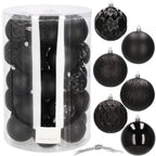Set globuri de Craciun, 30 bucati, 8cm, 6 modele, negru