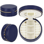 (DL) Cutie depozitare si organizare bijuterii, MDF, piele ecologica, 11 x 5cm, albastru marin