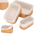 Set 3 cutii organizatoare din bambus, diverse dimensiuni, maro