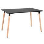 Masa dining bucatarie, dreptunghiulara, 120x80x74 cm, Blat MDF, Picioare lemn, Negru